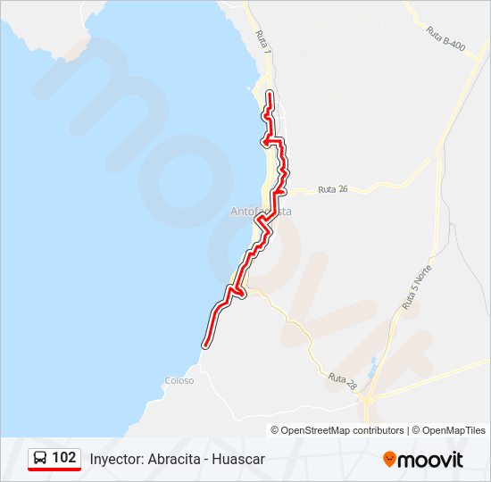 Mapa de 102 de autobús