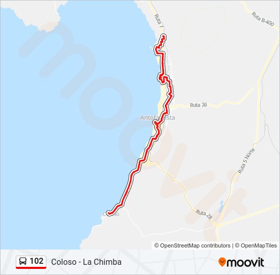 Mapa de 102 de autobús