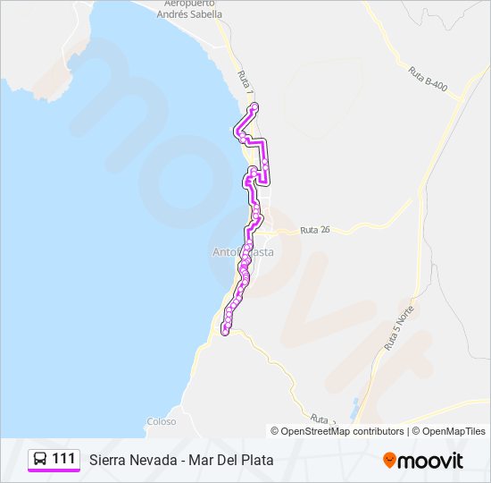 Mapa de 111 de autobús