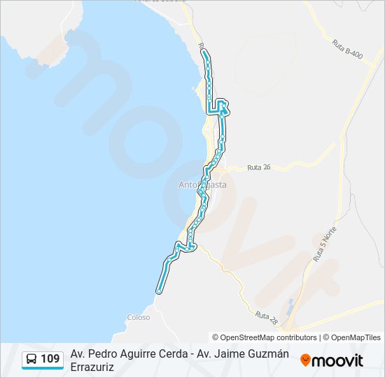 Mapa de 109 de autobús