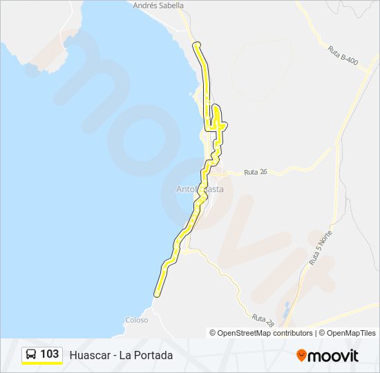 Mapa de 103 de autobús