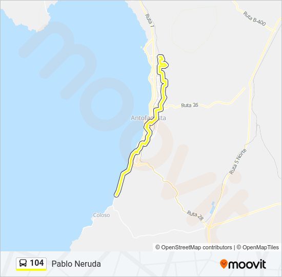 Mapa de 104 de autobús