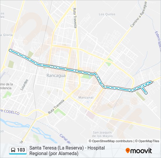Mapa de 103 de autobús