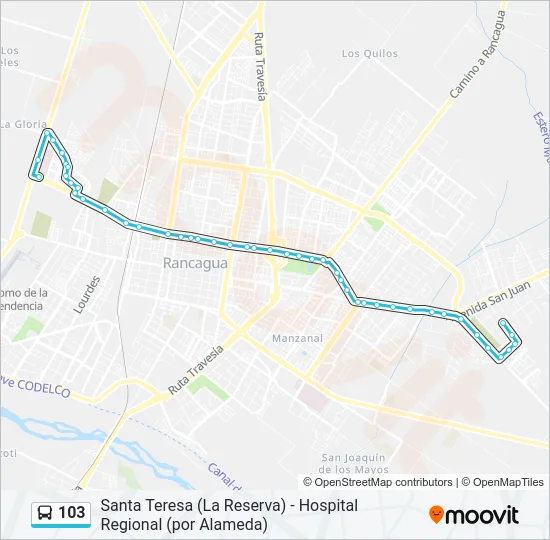 103 Bus Line Map