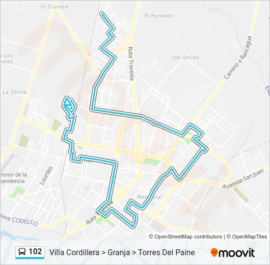 102 Bus Line Map