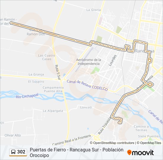 Mapa de 302 de autobús