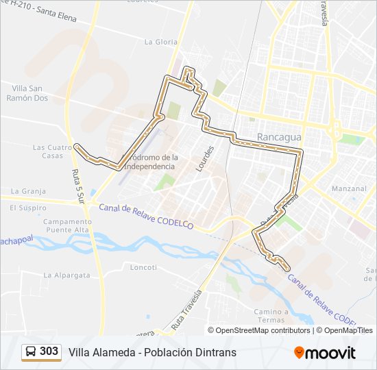 Mapa de 303 de autobús