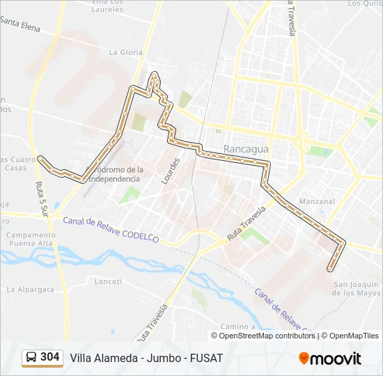304 Bus Line Map
