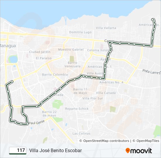 Mapa de 117 de autobús