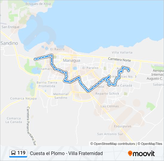 Mapa de 119 de autobús