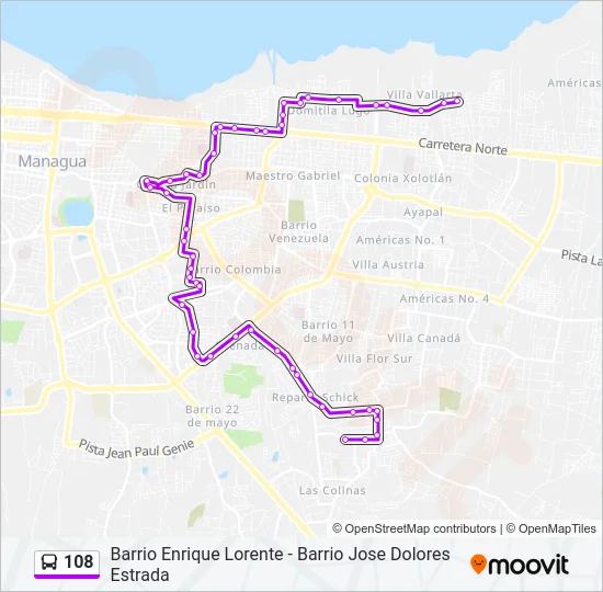 108 Bus Line Map