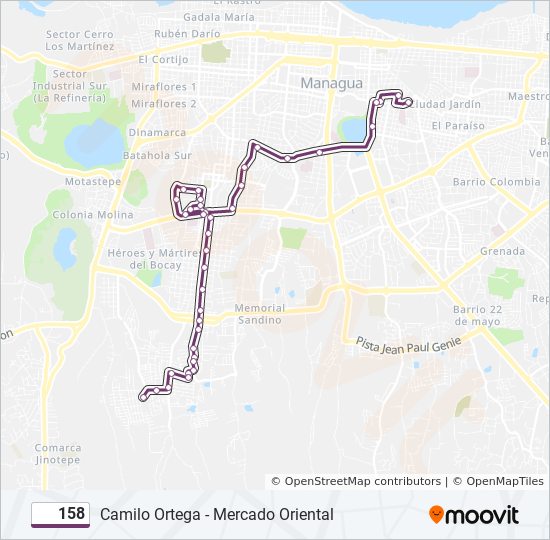 Mapa de 158 de autobús