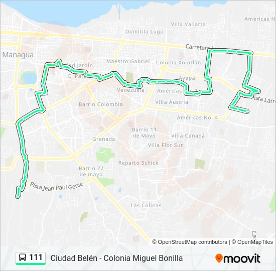 111 Bus Line Map