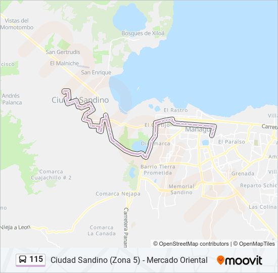 Mapa de 115 de autobús