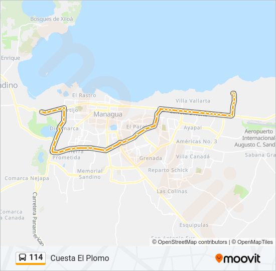 Mapa de 114 de autobús