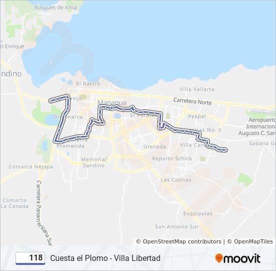 Mapa de 118 de autobús