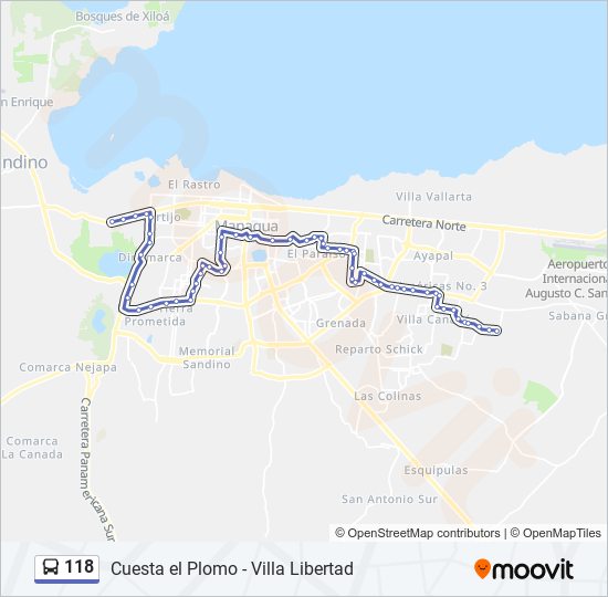 Mapa de 118 de autobús