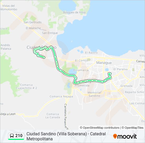 Mapa de 210 de autobús