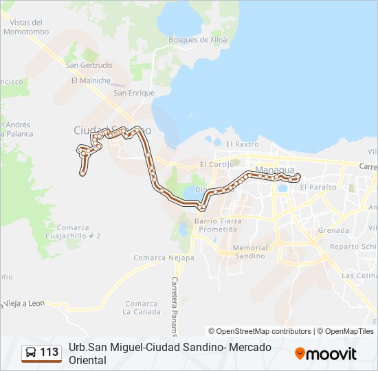 Mapa de 113 de autobús