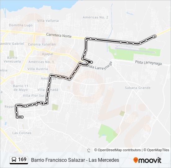 Mapa de 169 de autobús