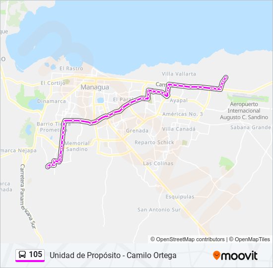 Mapa de 105 de autobús