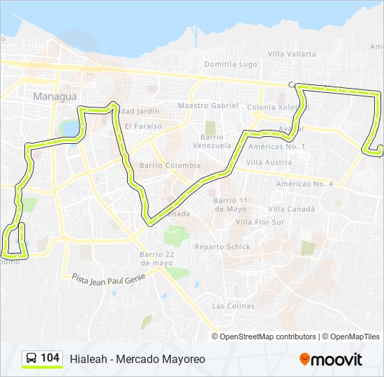 104 bus Line Map