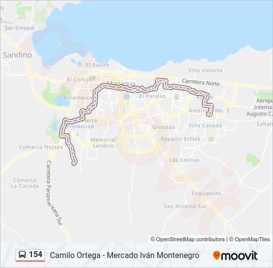 Mapa de 154 de autobús