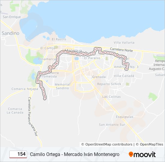 Mapa de 154 de autobús