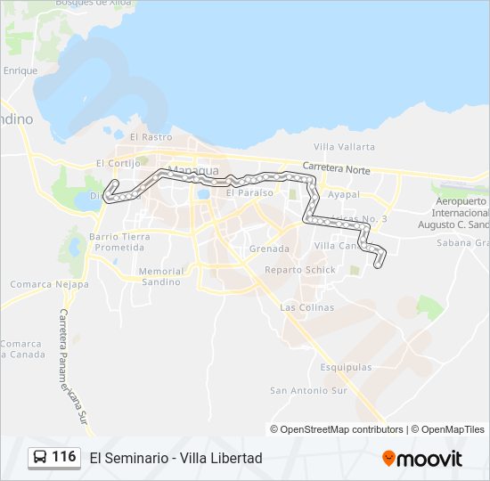 Mapa de 116 de autobús