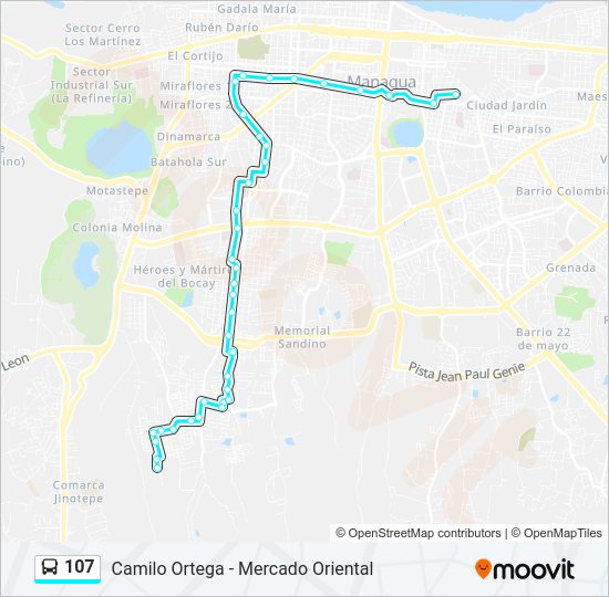 Mapa de 107 de autobús