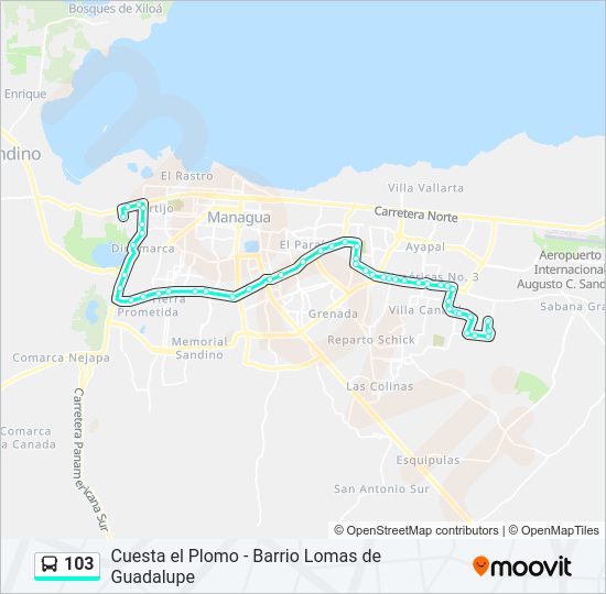 Mapa de 103 de autobús
