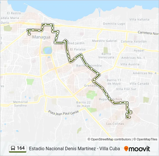 164 Bus Line Map
