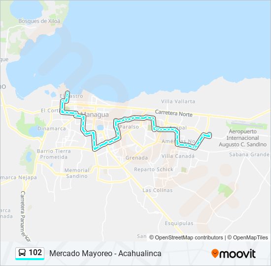 Mapa de 102 de autobús