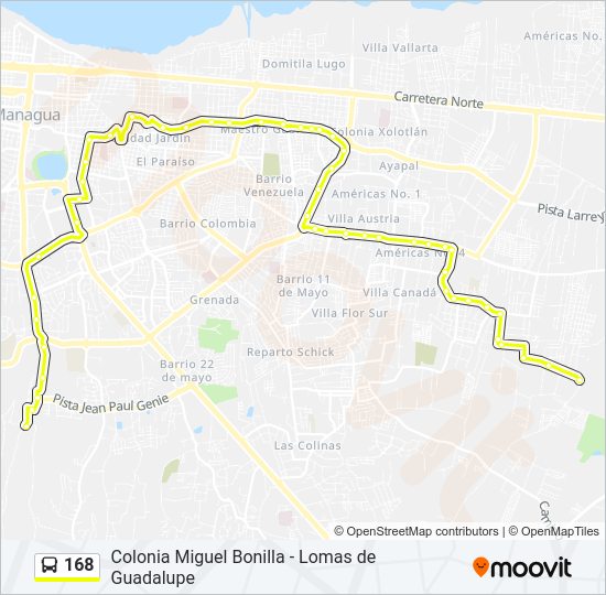 Mapa de 168 de autobús