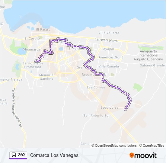 Mapa de 262 de autobús