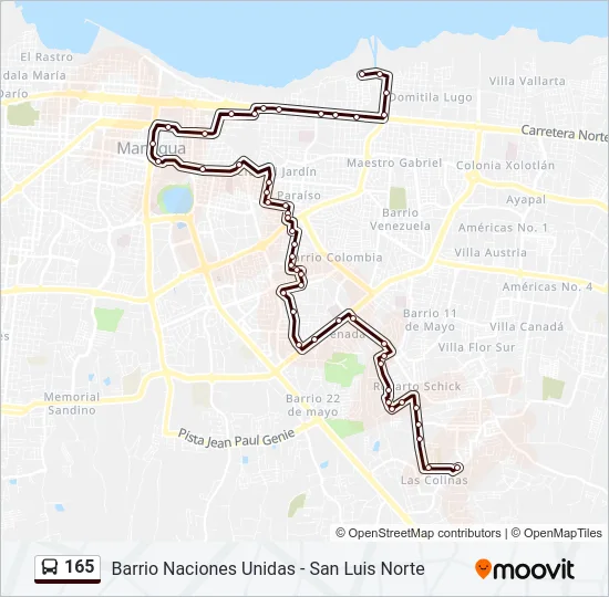 165 Bus Line Map