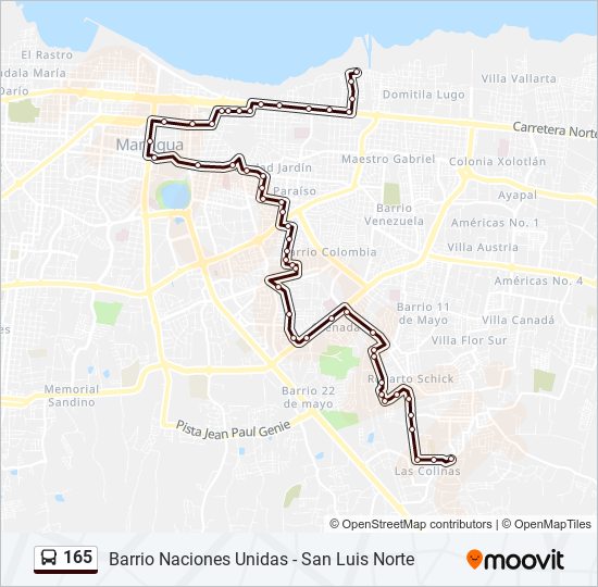 165 bus Line Map