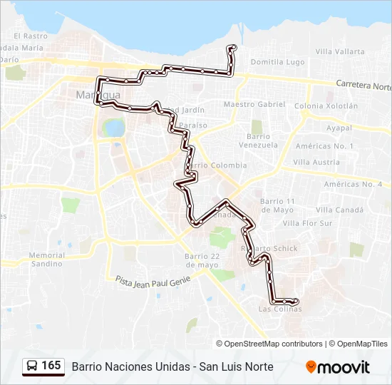 165 Bus Line Map