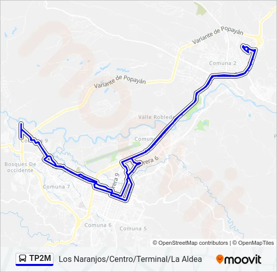 Mapa de TP2M de autobús