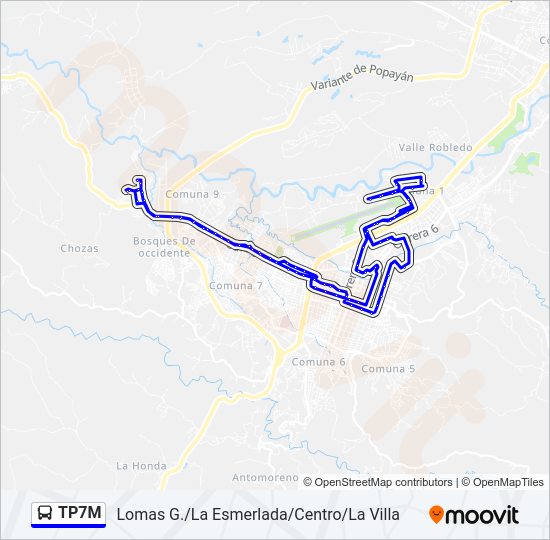 Mapa de TP7M de autobús