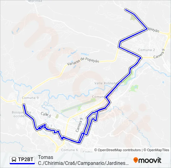 Mapa de TP2BT de autobús