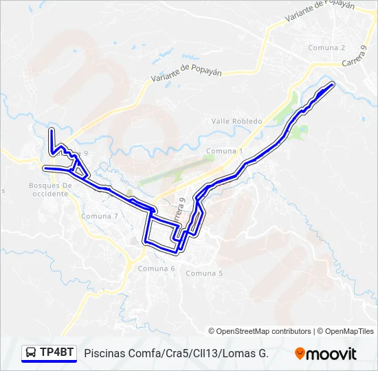 Mapa de TP4BT de autobús