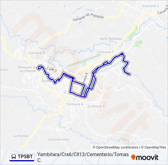 Mapa de TP5BT de autobús