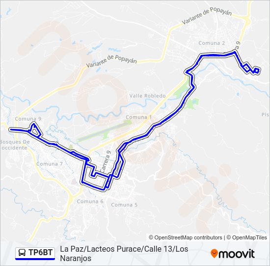 Mapa de TP6BT de autobús