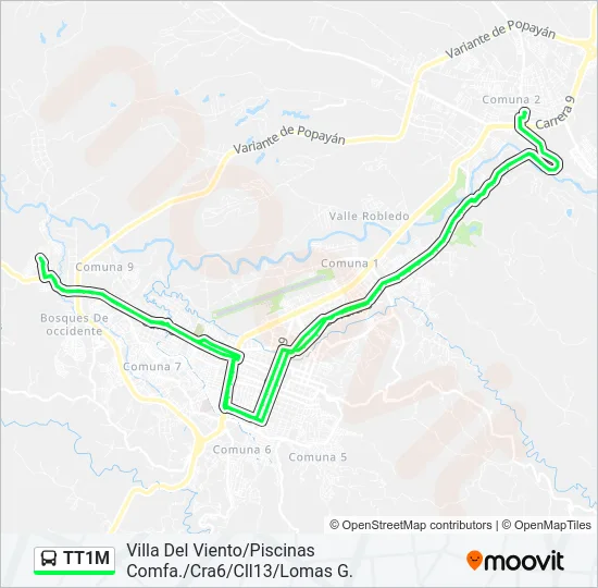 TT1M Bus Line Map