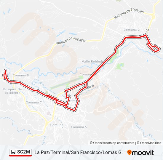 Mapa de SC2M de autobús