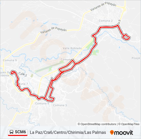 Mapa de SCM6 de autobús