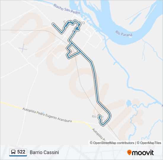 Mapa de 522 de autobús