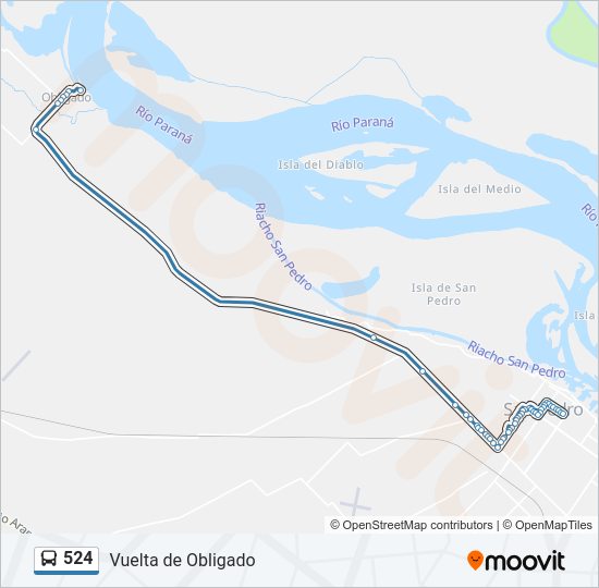 Mapa de 524 de autobús