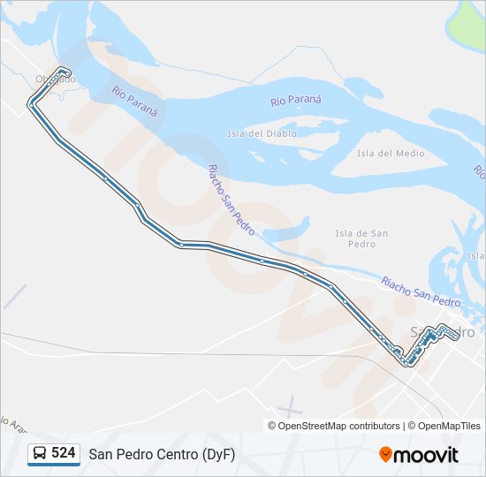 Mapa de 524 de autobús